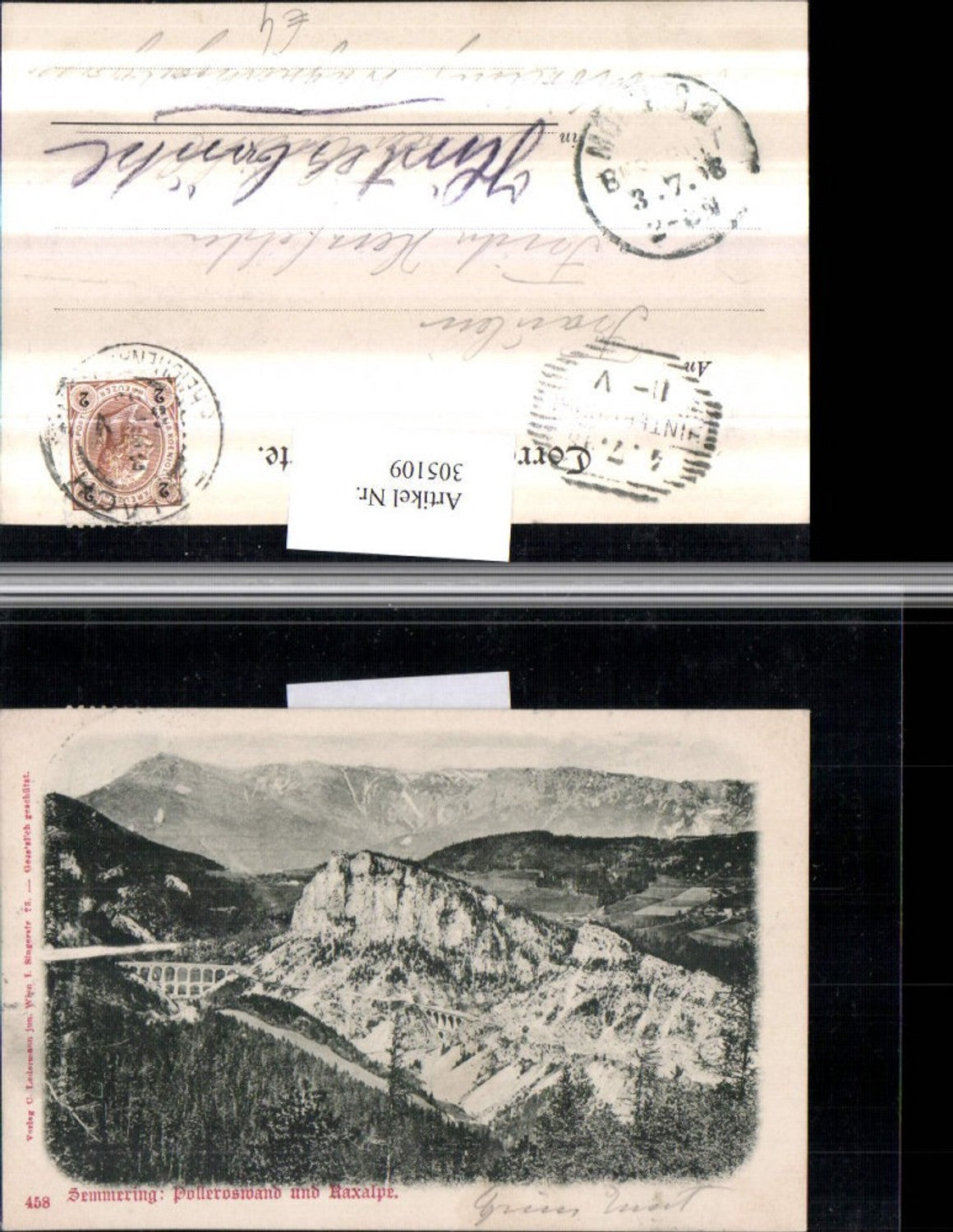 305109,Semmering Viadukt Polleroswand u. Raxalpe Bergkulisse