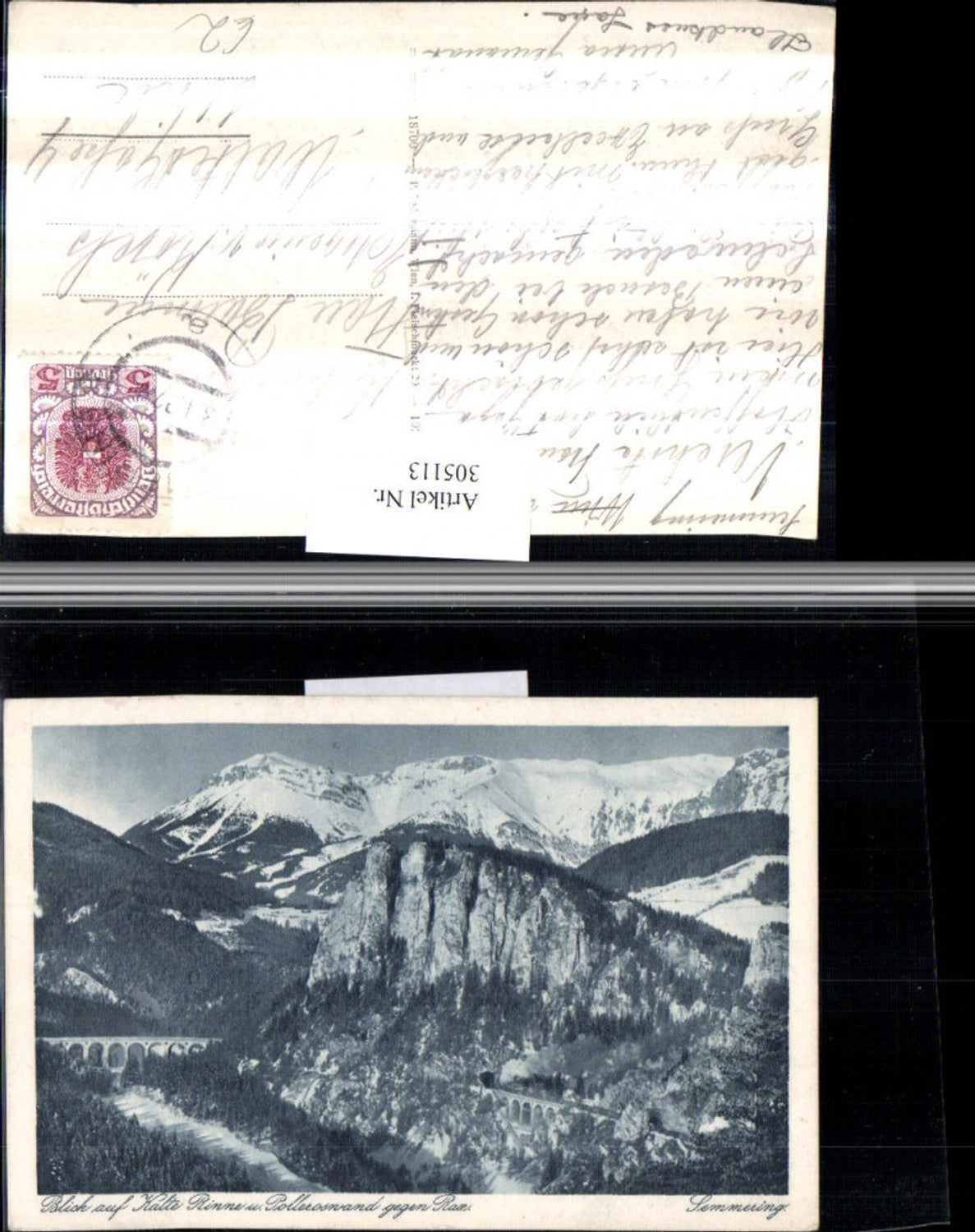 305113,Semmering Kalte Rinne Viadukt u. Polleroswand geg. Rax Bergkulisse