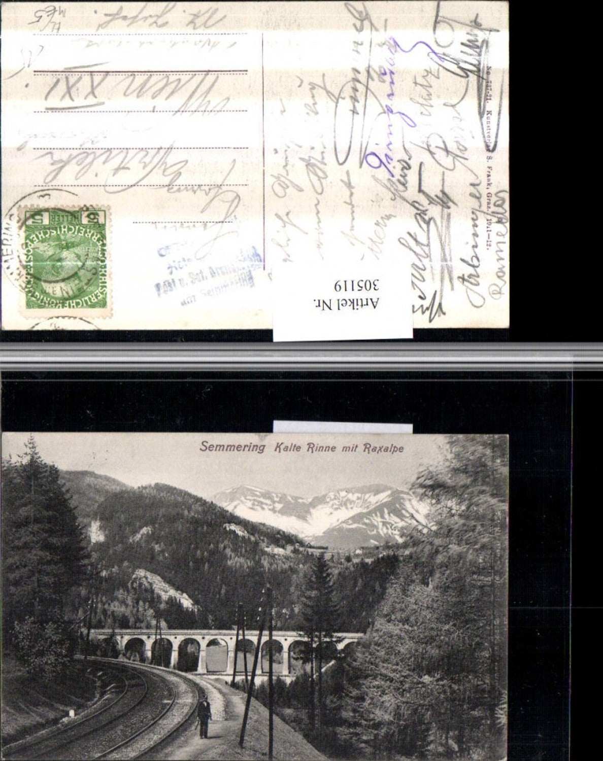 305119,Semmering Semmeringbahn Kalte Rinne Viadukt m. Raxalpe Bergkulisse