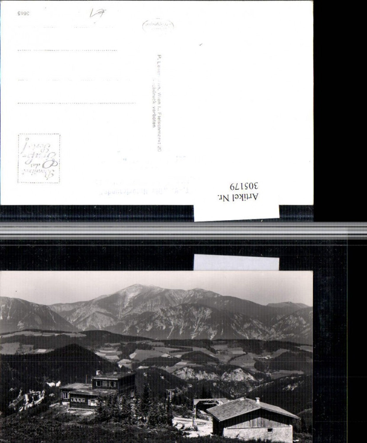 305179,Hirschenkogel b. Semmering Liechtensteinhaus u. Sessellift geg. Schneeberg Bergkulisse