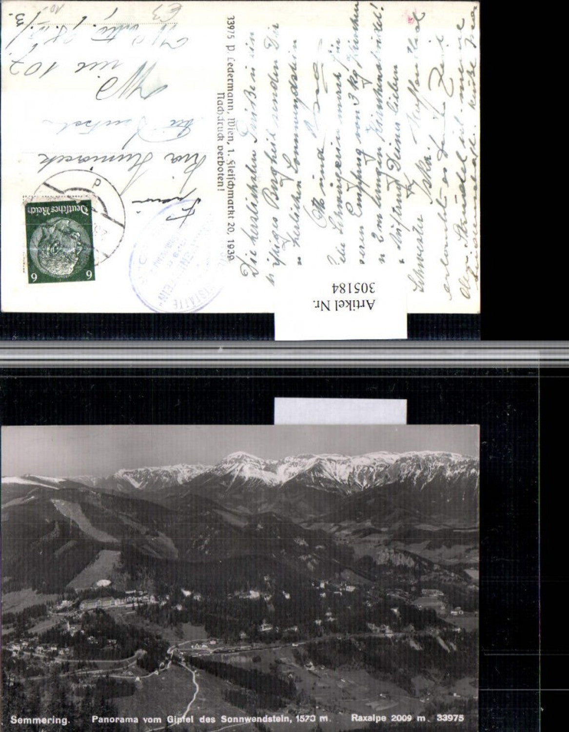 305184,Semmering Totale Panorama vom Gipfel des Sonnwendstein m. Raxalpe Bergkulisse