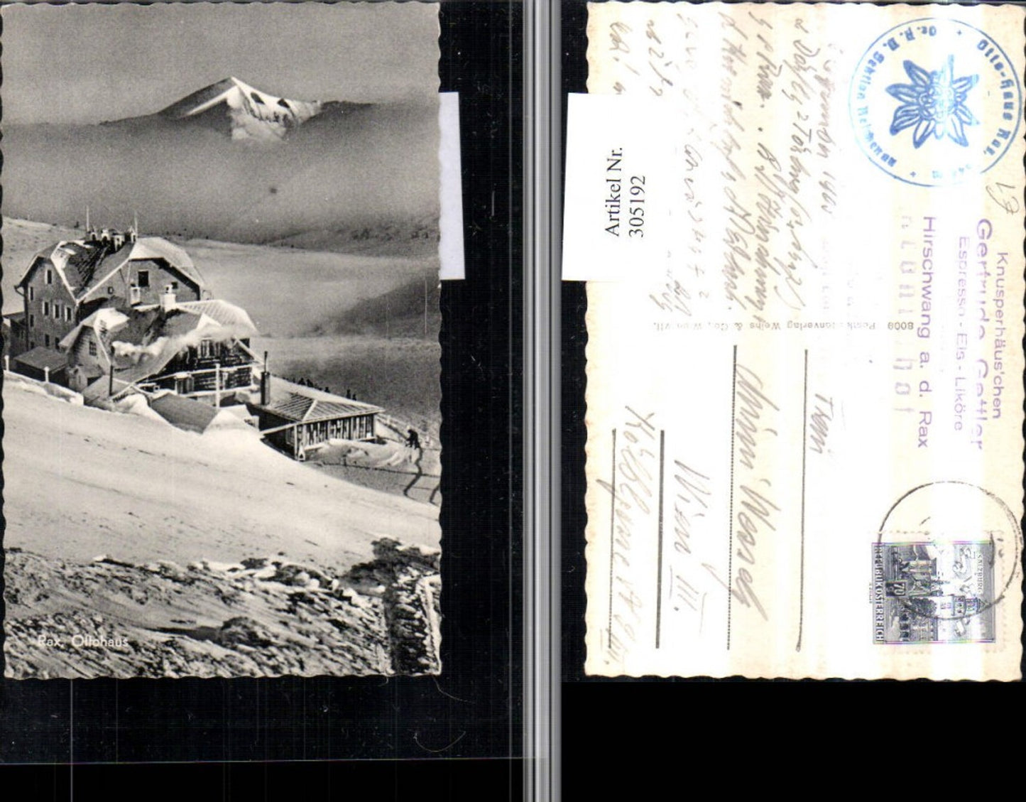 305192,Rax Ottohaus Berghütte b. Reichenau Bergkulisse Winterbild