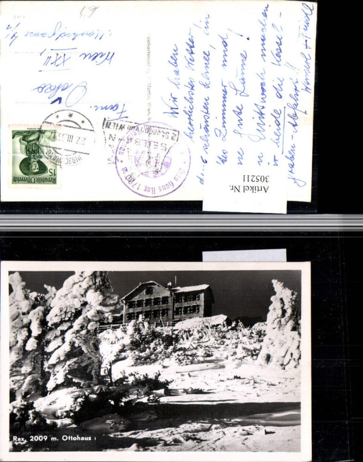 305211, Rax Ottohaus mountain hut near Reichenau, winter scene