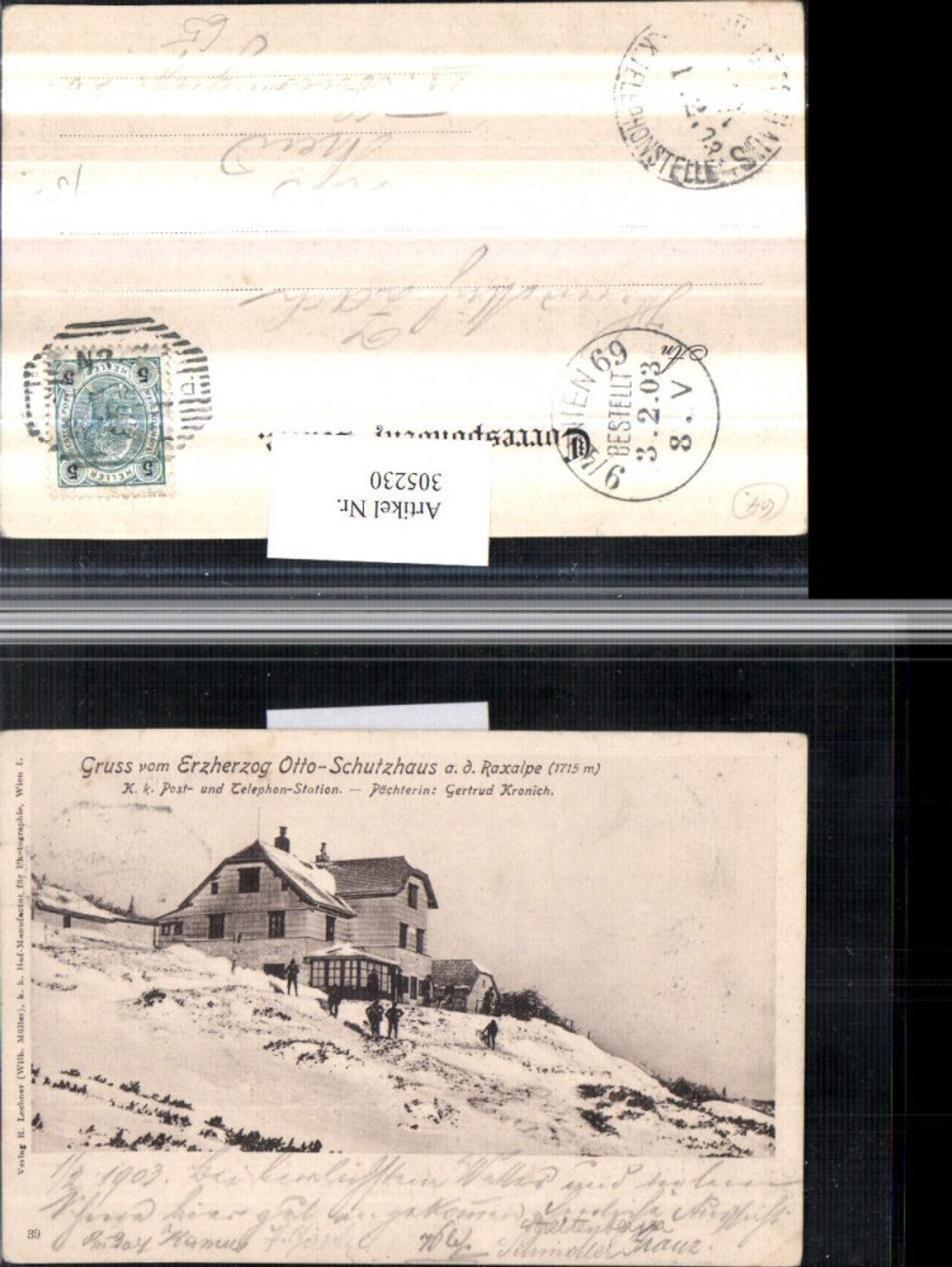 305230,Gruß vom Erzherzog Otto-Schutzhaus Berghütte auf d. Raxalpe b. Reichenau Winterbild