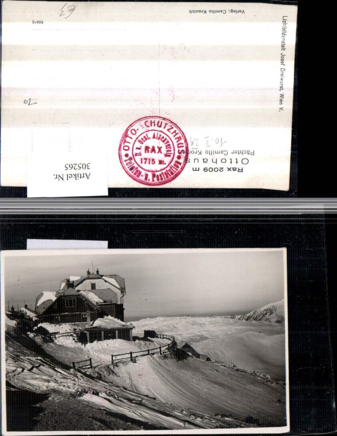 305265, Rax Ottohaus mountain hut near Reichenau, winter scene