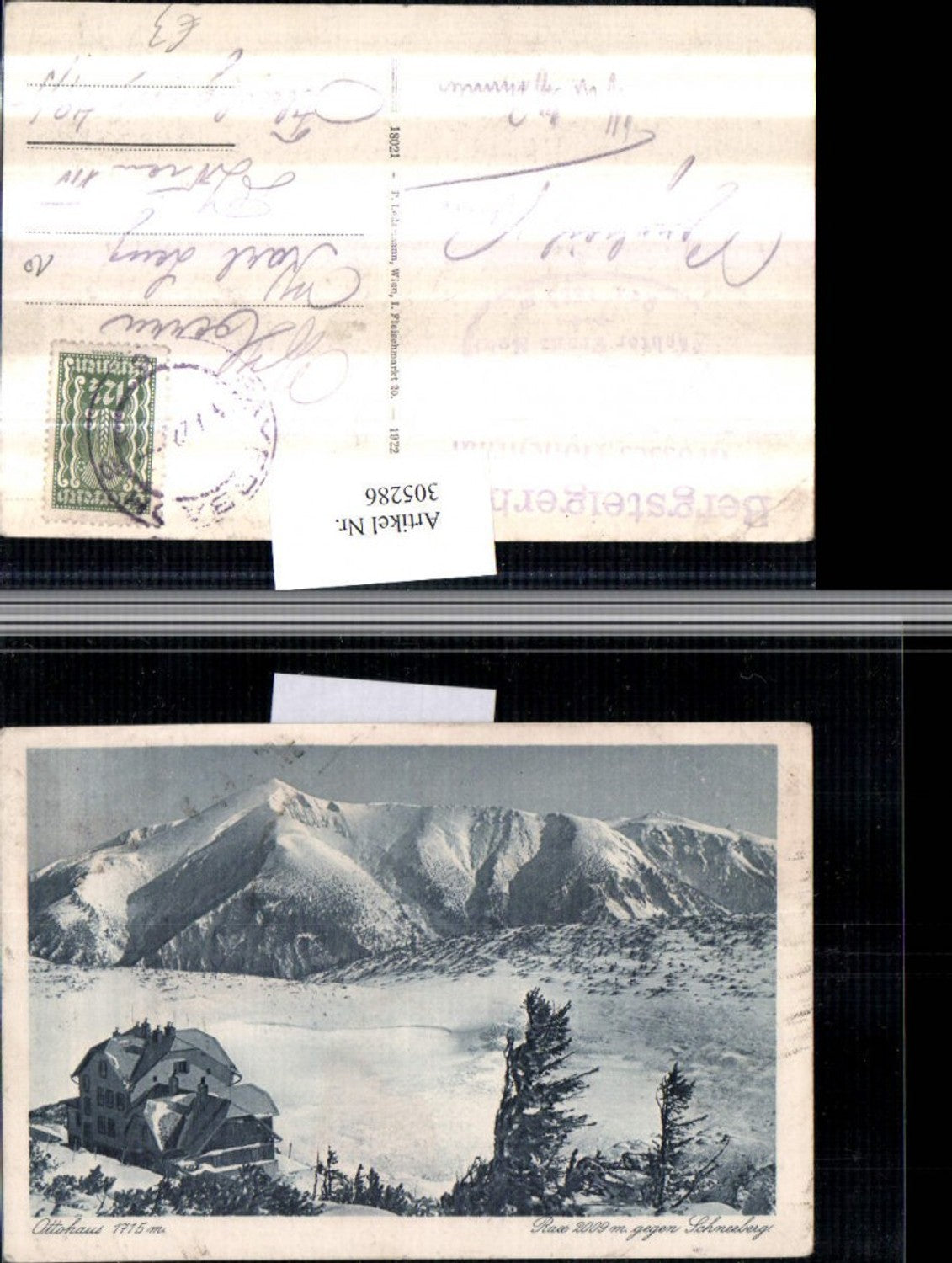 305286,Rax Ottohaus Berghütte geg. Schneeberg b. Reichenau Bergkulisse Winterbild