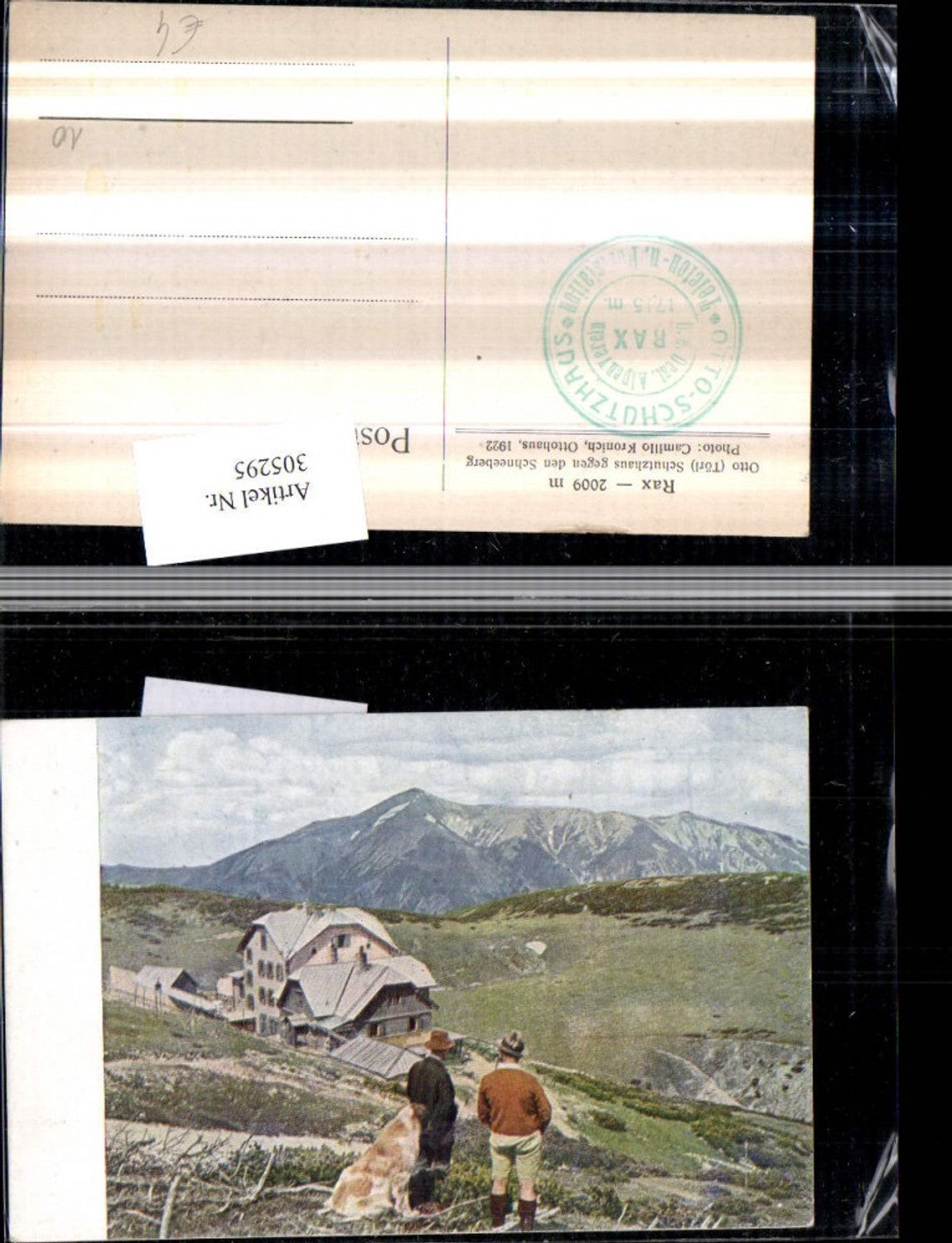 305295,Rax Otto-Schutzhaus Berghütte geg. Schneeberg Bergkulisse b. Reichenau Bernhardiner Hund