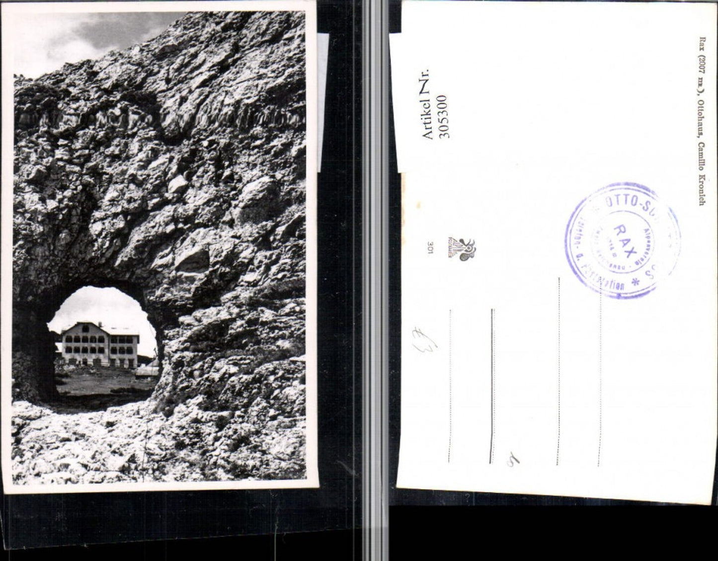 305300,Rax Durchblick zum Ottohaus Berghütte b. Reichenau