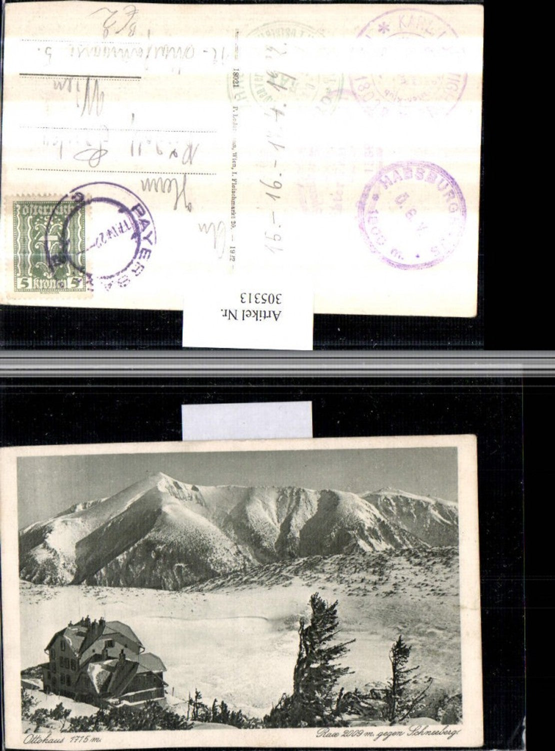 305313,Rax Ottohaus Berghütte geg. Schneeberg Bergkulisse b. Reichenau Winterbild