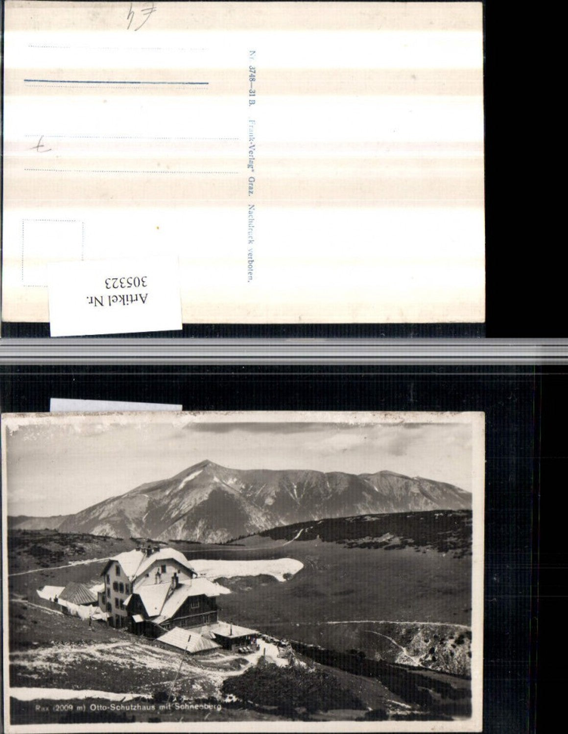 305323,Rax Otto-Schutzhaus Berghütte b. Reichenau m. Schneeberg Bergkulisse