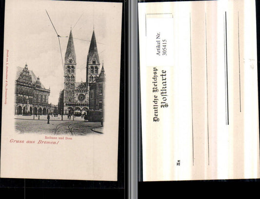 305415,Gruß aus Bremen Rathaus u. Dom Straßenansicht