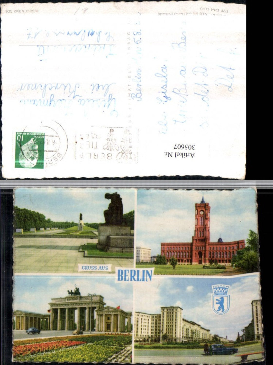 305607,Berlin Rathaus Brandenburger-Tor Mehrbildkarte pub VEB