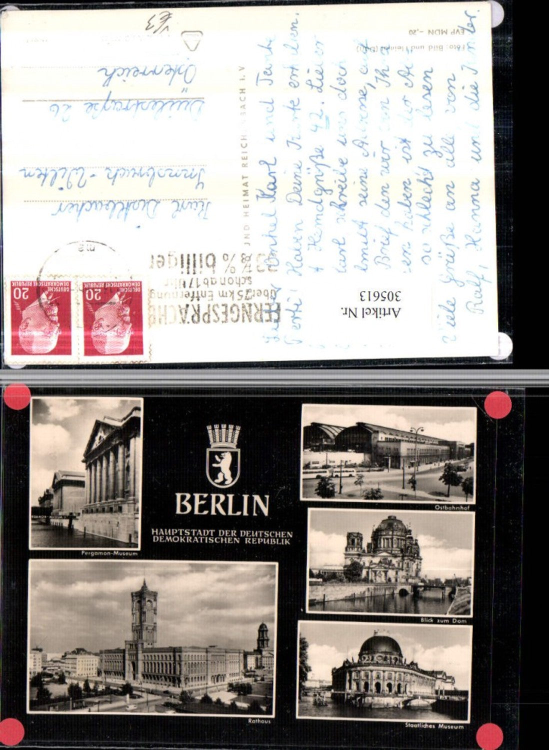 305613,Berlin Rathaus Dom Ostbahnhof Museen Mehrbildkarte pub VEB 15/917