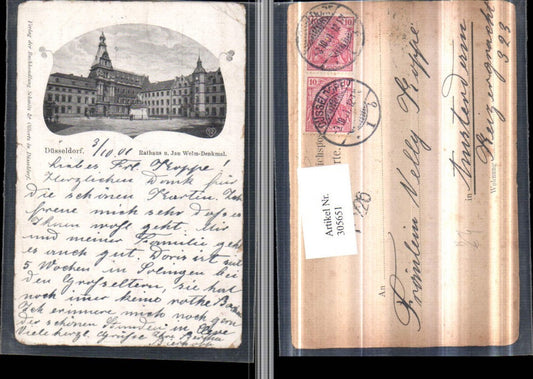 305651,Düsseldorf Rathaus u. Jan Welm-Denkmal Passepartout