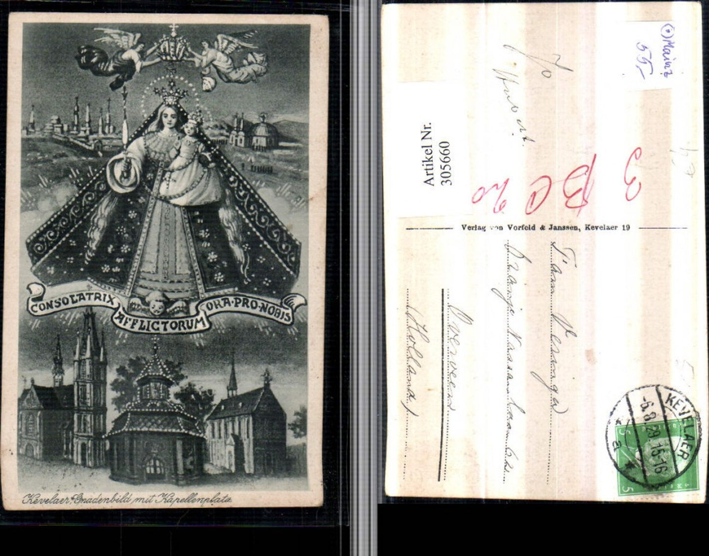 305660,Künstler AK Kevelaer Gnadenbild m. Kapellenplatz Kirche