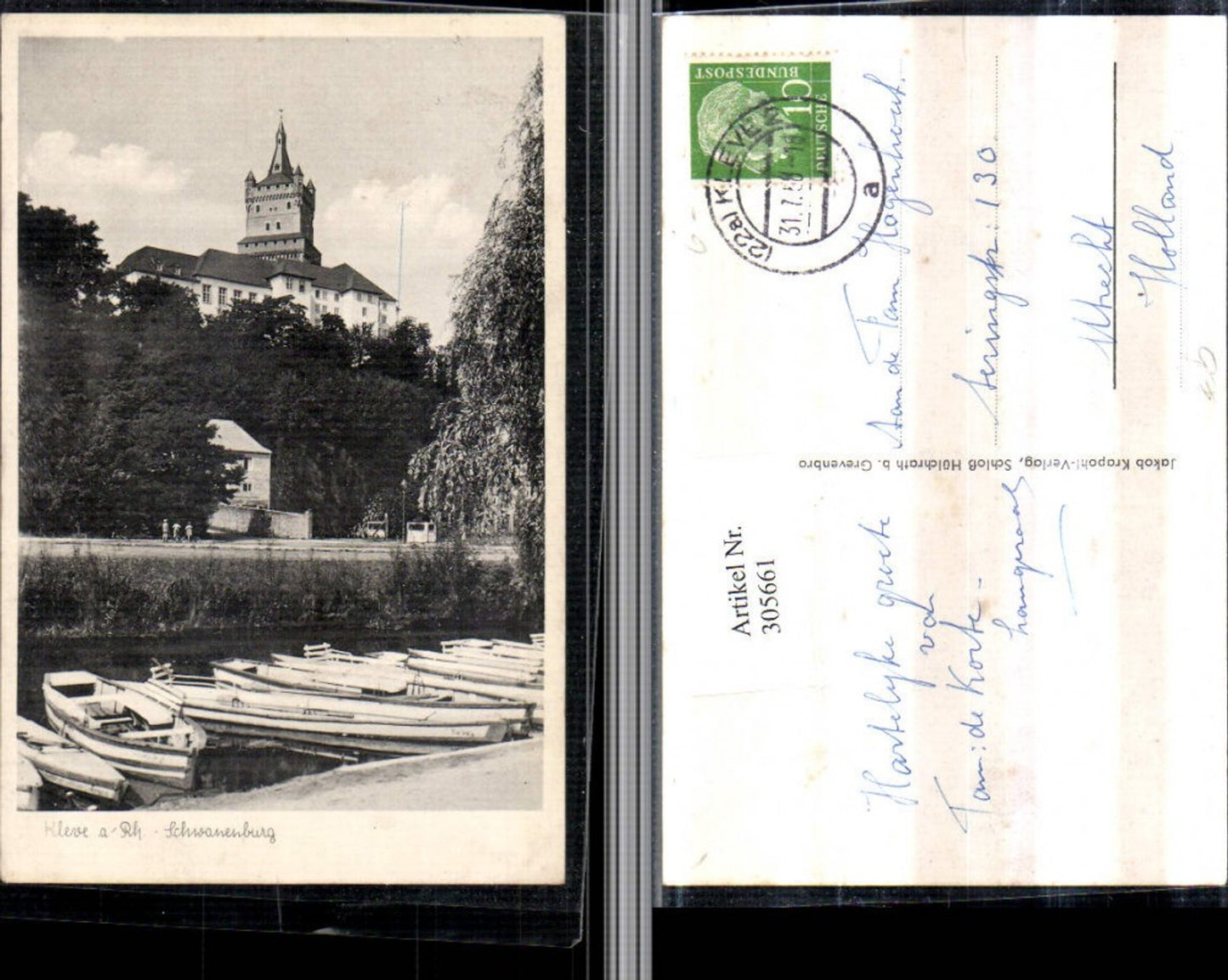 305661,Kleve am Rhein Schwanenburg Ruderboote Boote