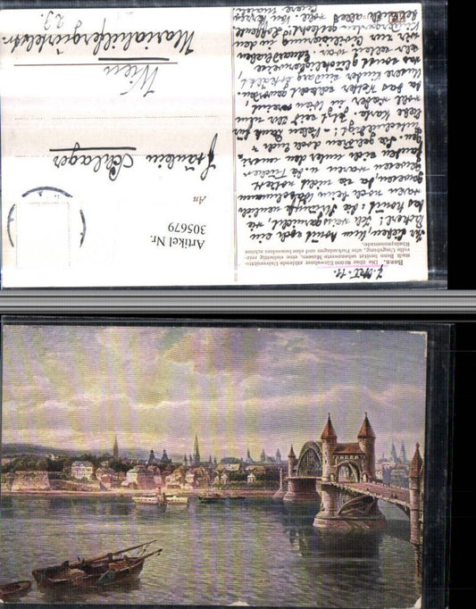 305679,Künstler AK Bonn am Rhein Teilansicht Brücke