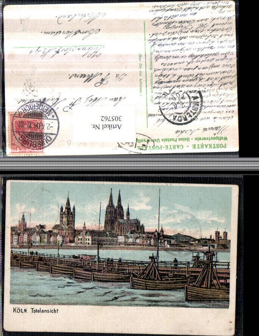 305762,Köln am Rhein Teilansicht Kirche Dom Boote
