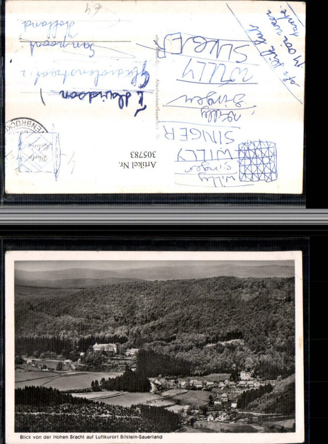 305783,Blick von d. Hohen Bracht auf Bilstein im Sauerland Totale