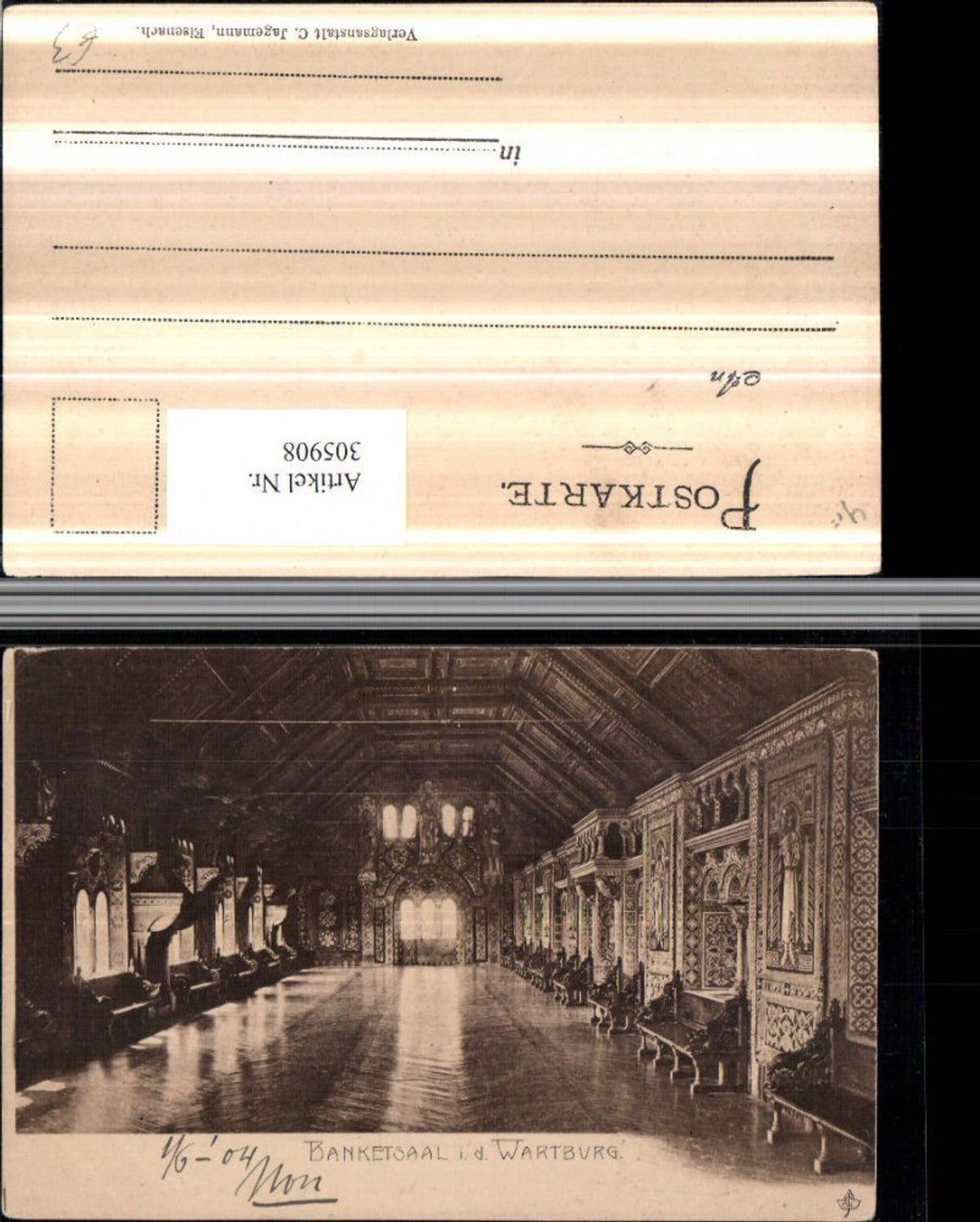 305908, Eisenach Wartburg Banquet Hall Interior View