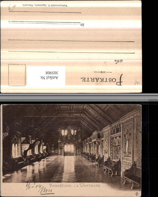 305908, Eisenach Wartburg Banquet Hall Interior View