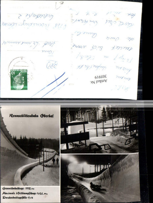 305919, Oberhof luge track multi-view postcard