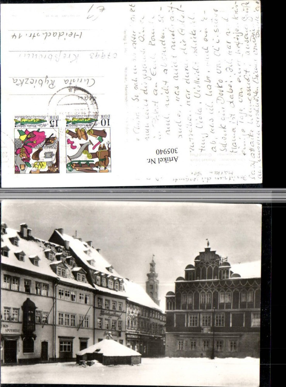 305940, Weimar Market Square Wine Shop Pharmacy Winter Picture