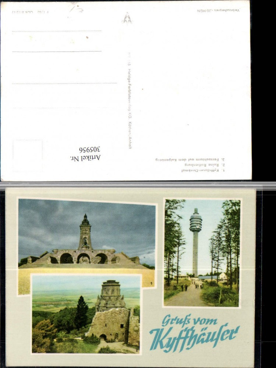 305956,Kyffhäuser Denkmal Ruine Rothenburg Fernsehturm am Kulpenberg Mehrbildkarte