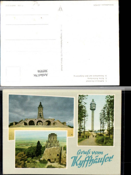 305956,Kyffhäuser Denkmal Ruine Rothenburg Fernsehturm am Kulpenberg Mehrbildkarte