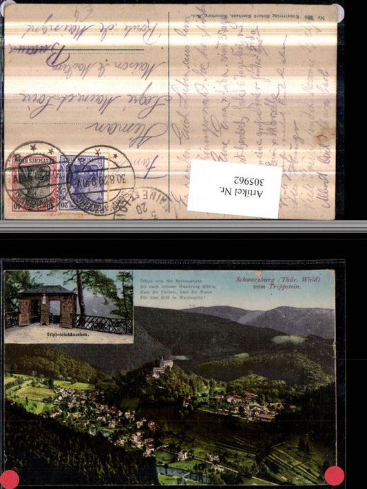 305962,Schwarzburg Totale vom Trippstein Trippsteinhäuschen Mehrbildkarte