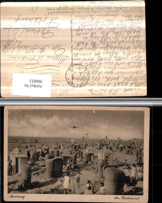 306033,Norderney Korbstrand Strand Strandleben Strandkörbe Flugzeug