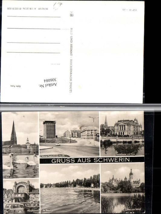 306084,Schwerin Dom Kirche Hauptbahnhof Schloss Theater Strand Mehrbildkarte