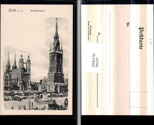 306107,Halle an d. Saale Wochenmarkt Markt Kirche Turm Denkmal