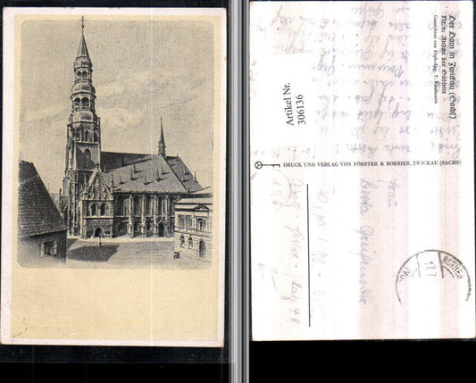 306136,Künstler AK F. Kaufmann Zwickau Dom Kirche