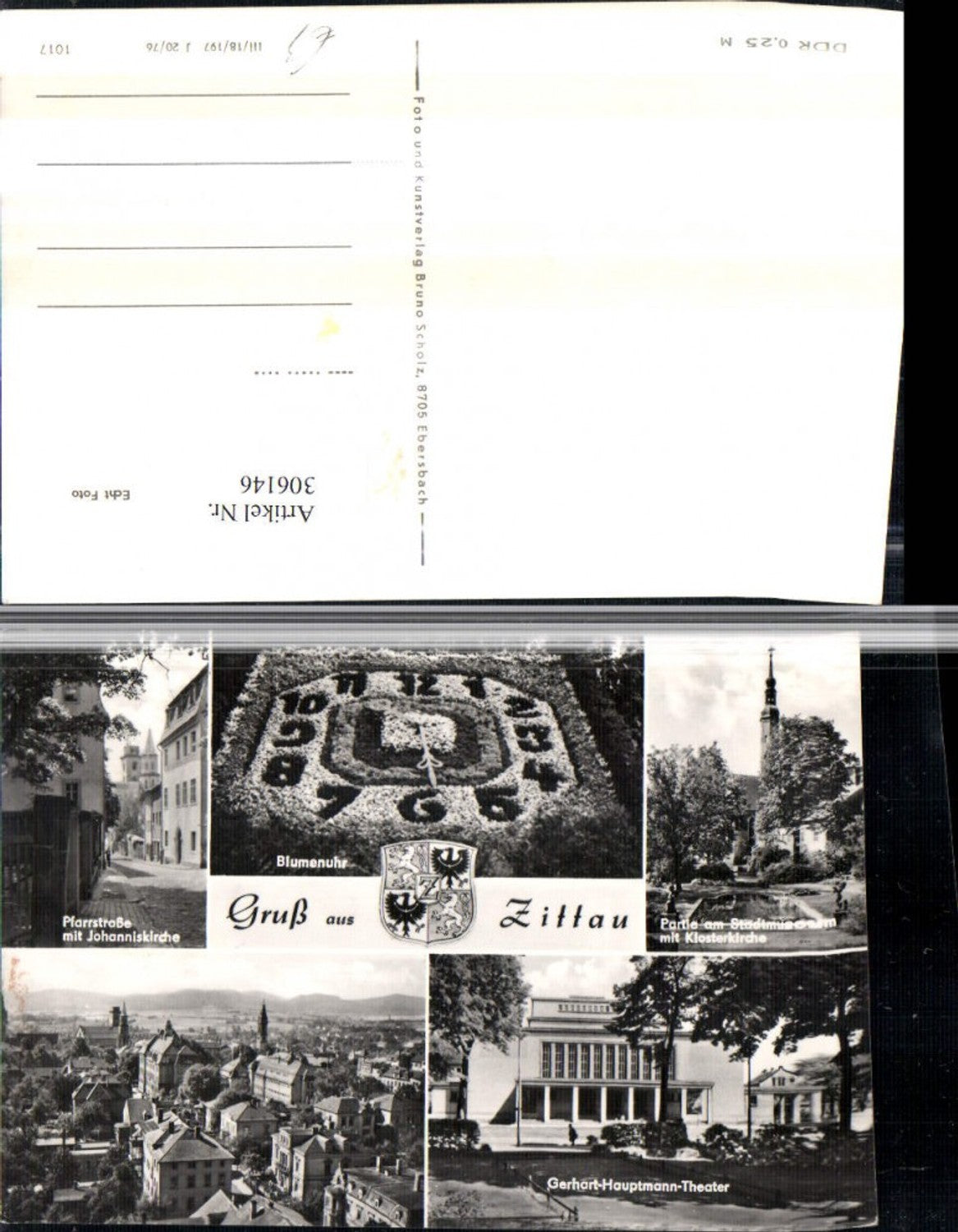 306146,Zittau Totale Klosterkirche Gerhart-Hauptmann-Theater Blumenuhr Mehrbildkarte