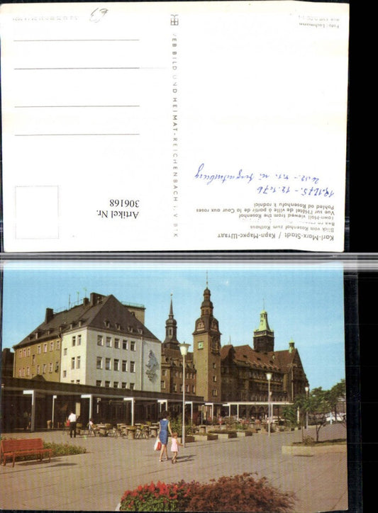 306168,Chemnitz Karl-Marx-Stadt Blick vom Rosenhof zum Rathaus pub VEB
