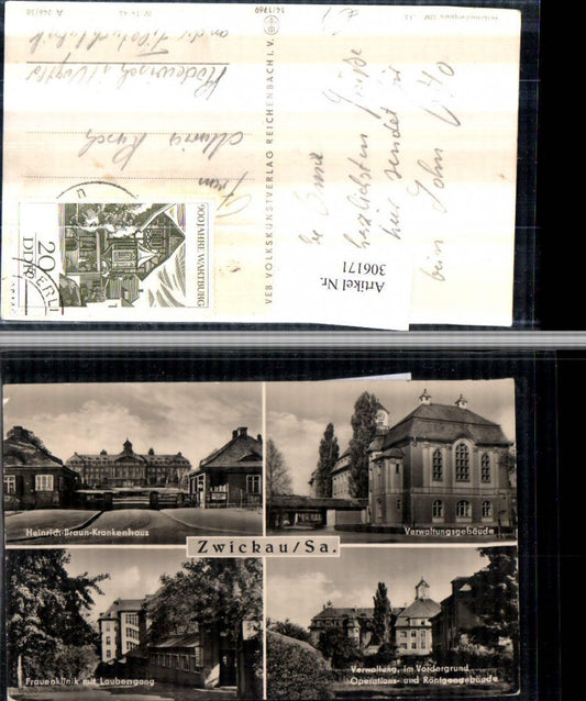 306171,Zwickau Krankenhaus Frauenklinik Verwaltungsgebäude Mehrbildkarte pub VEB