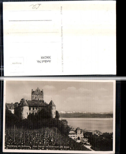 306248, Meersburg on Lake Constance Old Castle with Lower Town and Alps