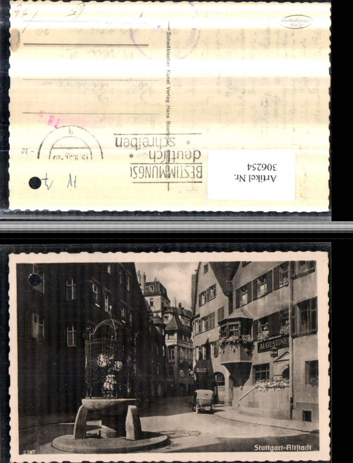 306254,Stuttgart Altstadt Brunnen Gasse Erker Augustiner