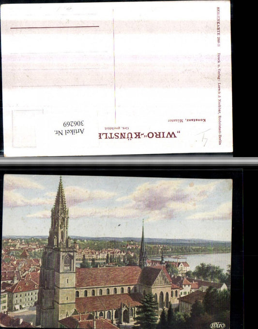 306269, Artist AK Konstanz on Lake Constance Münster Church pub Wiedemann Wiro 2906B