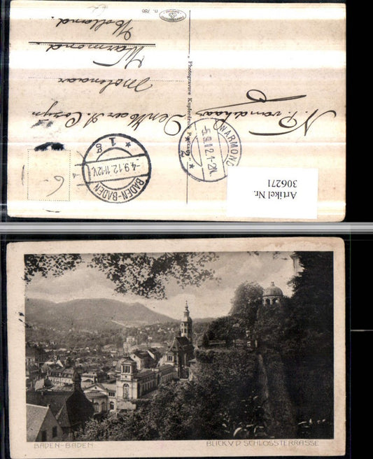 306271, Baden-Baden Partial view View from the castle terrace
