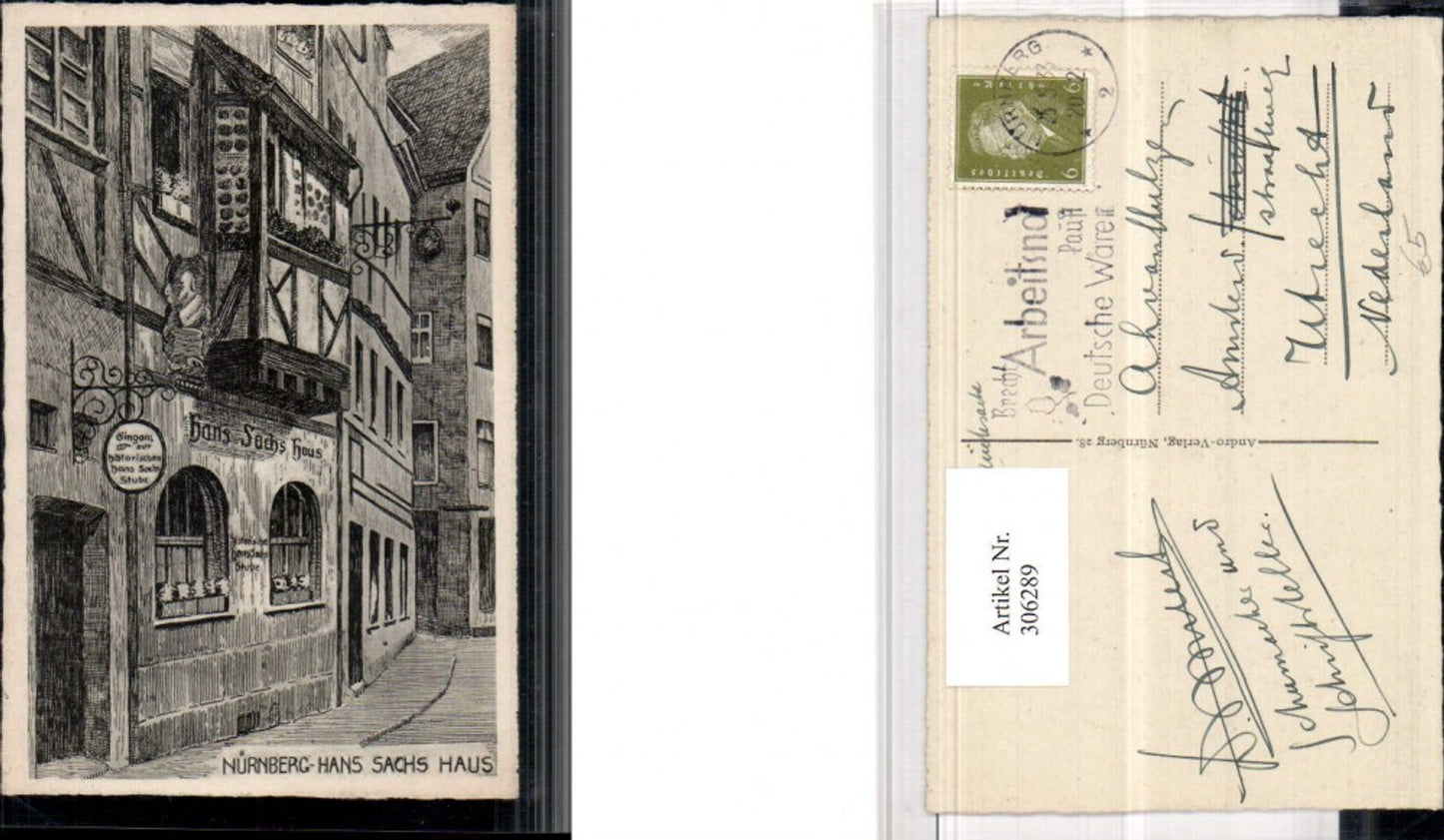 306289,Künstler AK Nürnberg Hans Sachs Haus Erker