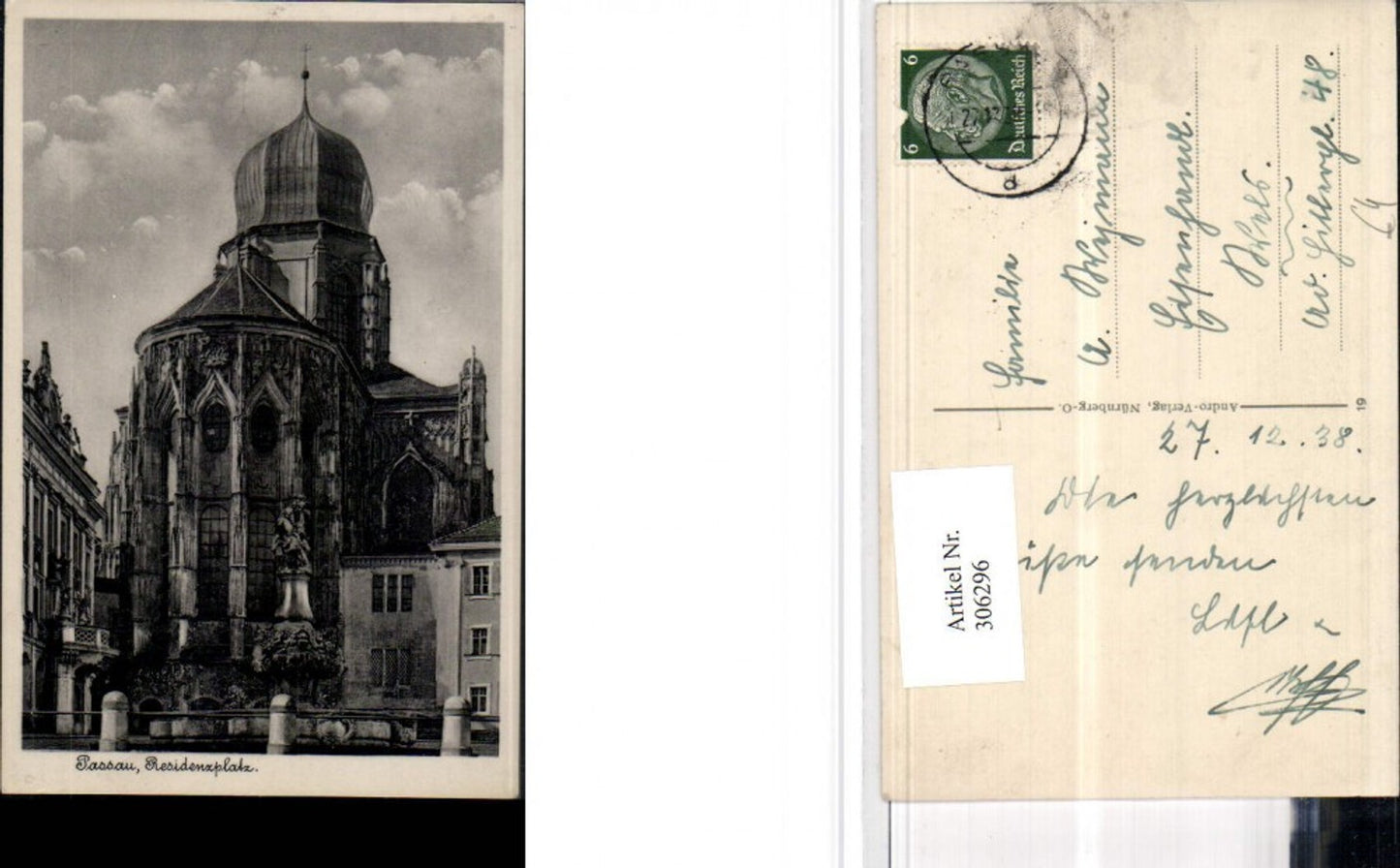 306296,Passau Residenzplatz Dom Kirche Brunnen