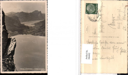 306492,Mond- und Attersee von d. Madelschneid Bergkulisse pub F. E. Brandt 5762