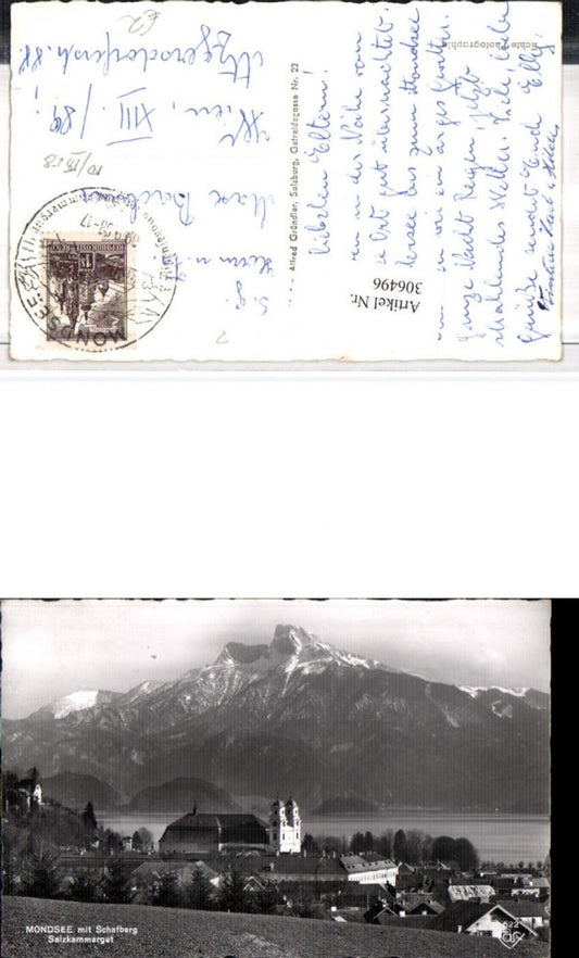 306496,Mondsee Teilansicht Kloster m. Schafberg Bergkulisse pub Cosy 622