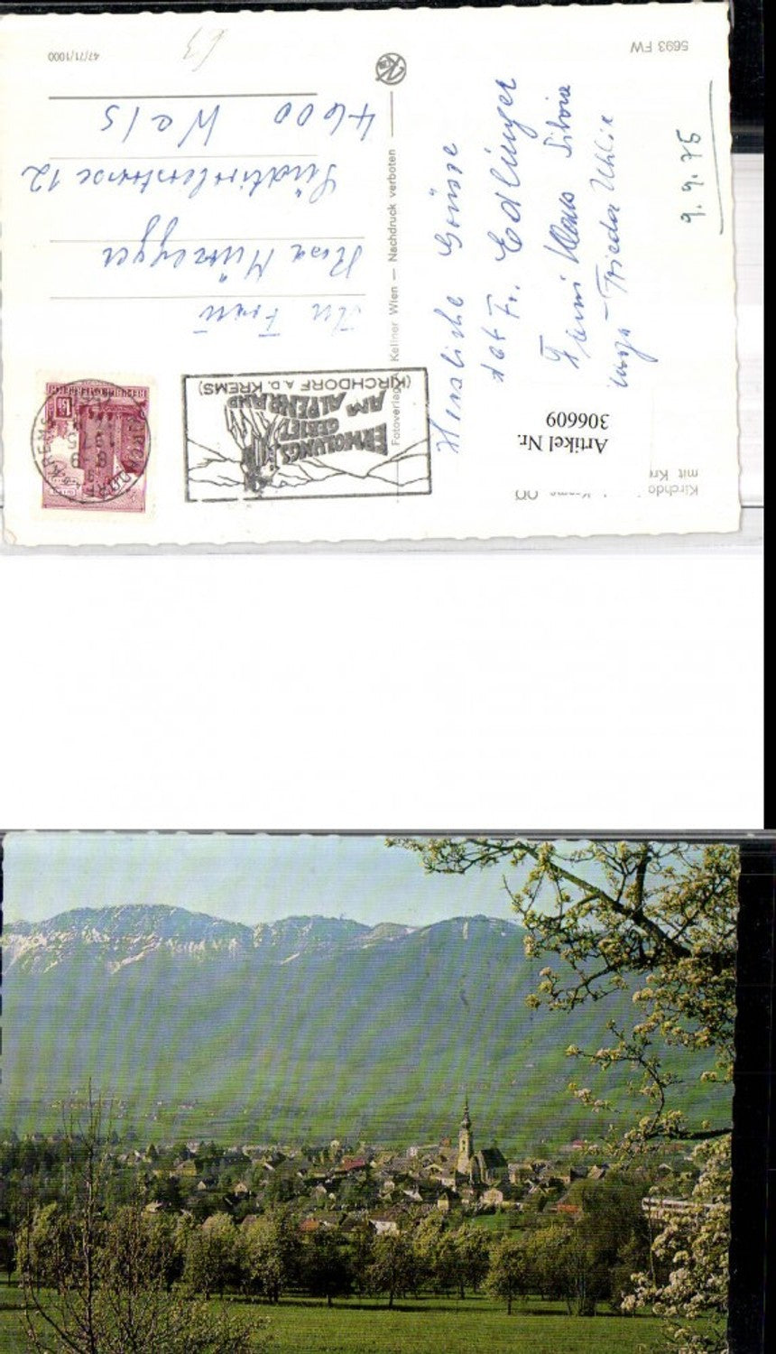 306609,Kirchdorf an d. Krems Totale m. Kremsmauer Bergkulisse