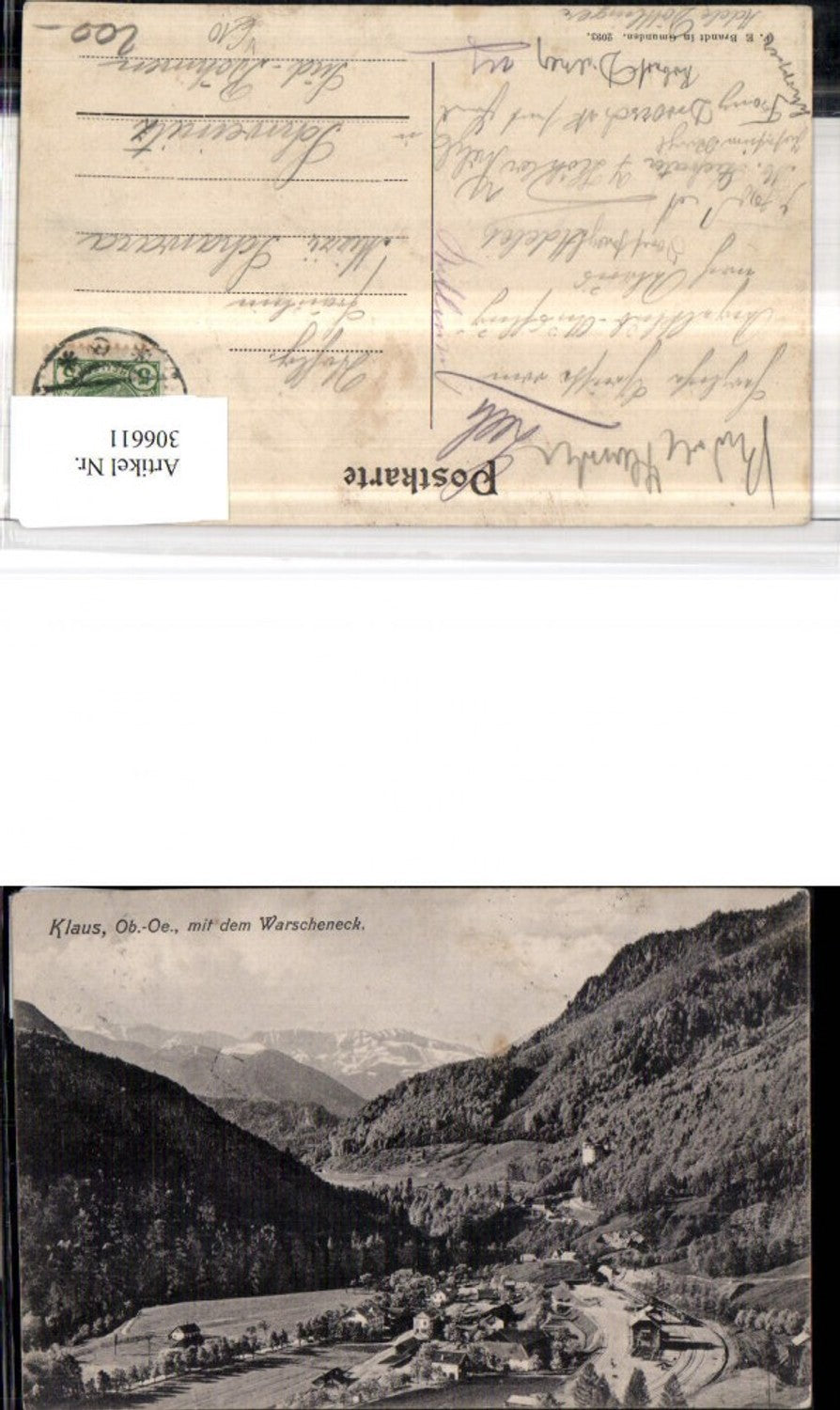 306611,Klaus an d. Pyhrnbahn Teilansicht Bahnhof m. Warscheneck Bergkulisse pub F. E. Brandt 2093