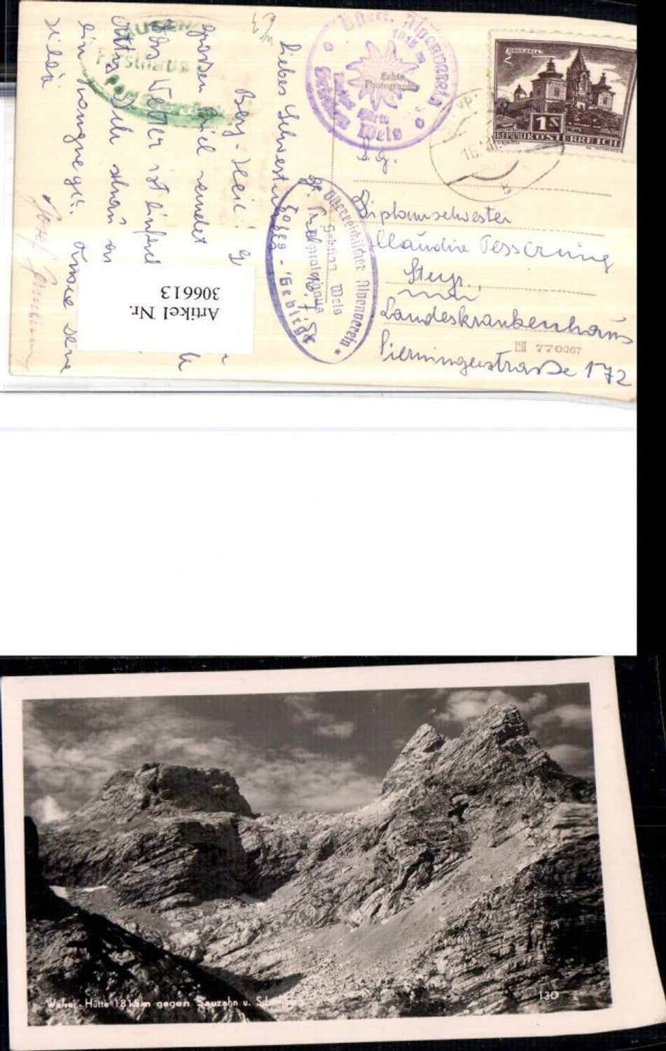 306613,Welser-Hütte b. Grünau im Almtal geg. Sauzahn Bergkulisse