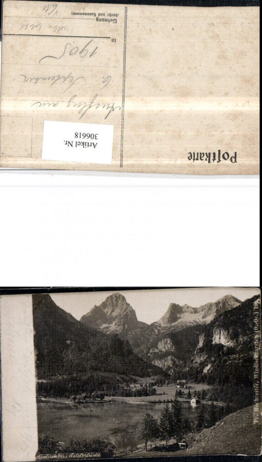 306618,Seltene Foto AK Hinterstoder Polsterlucke Bergkulisse pub Foto Hochreiter