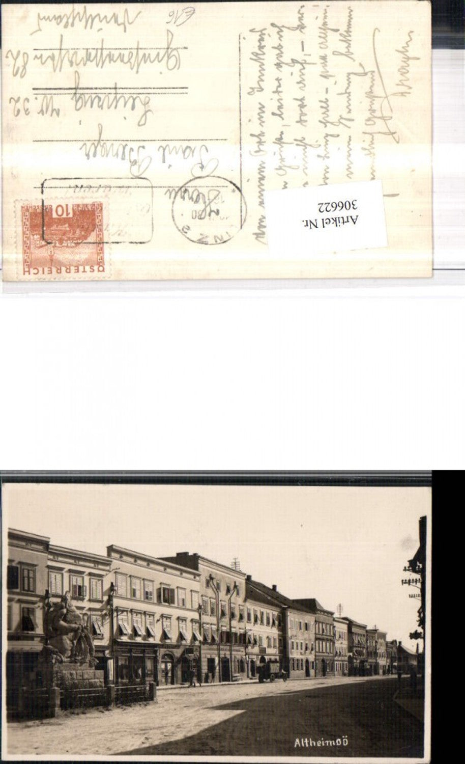 306622,Altheim Straßenansicht Geschäfte Brunnen